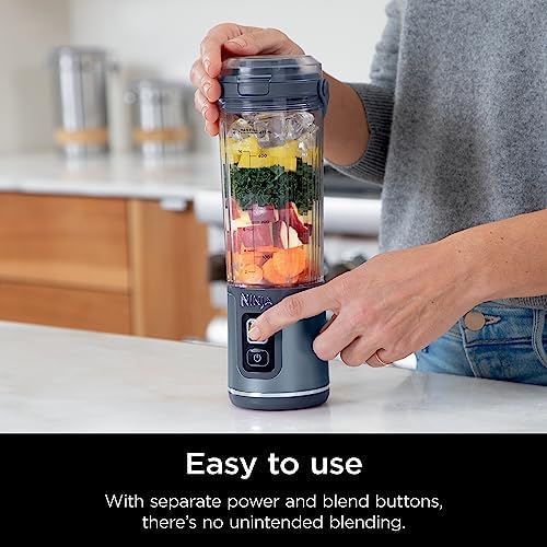Ninja BC151NV Blast Portable Blender, Cordless, 18oz. Vessel, Personal Blender-for Shakes & Smoothies, BPA Free, Leakproof-Lid & Sip Spout, USB-C Rechargeable, Dishwasher Safe, Denim Blue (Renewed) - Image 4