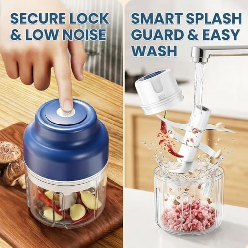 Mini Electric Garlic Chopper & Mini Portable Veggie Chopper, Household Electric Garlic Crusher, 6 Blades Electric Food Chopper for Garlic, Onion, Ginger, Chili, Spices and Fruit (Green) - Image 5