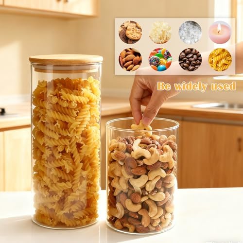 5 Pack Airtight Glass Jars with Bamboo Lids, Glass Food Storage Containers