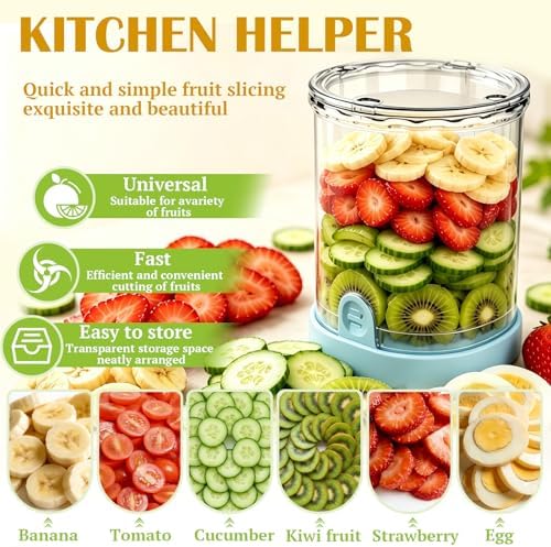 Hendiy Fruit Slicer Cup Fruit Cutter for Strawberry, Mushroom, Banana, Avocado - Stainless Steel Blade - Boiled Egg Slicer, Safe Slicing Kitchen Gadget for Quick Meal Prep - ABS Body - Blue - Image 3