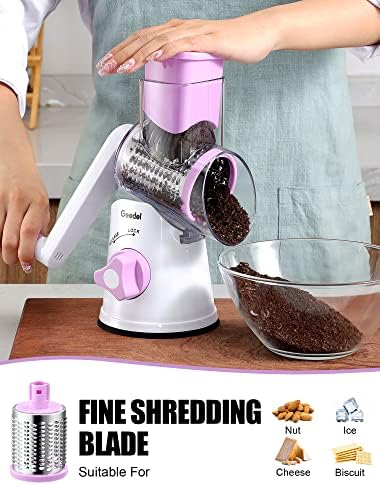 Geedel Rotary Cheese Grater Hand Crank, Cheese Shredder Vegetable Slicer - Image 5