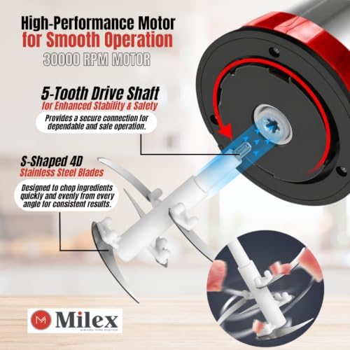 Milex Insta Chop 3L Electric Food Chopper Stainless Steel, Red - Image 4