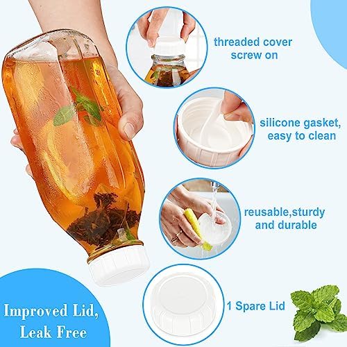 2 Pack 32 Oz Glass Milk Bottles with Airtight Lids & 2 Caps