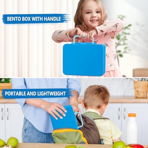 Chill Bento Lunch Box for Kids Adult with Ice Pack,6-Compartment Reusable Leak-proof Lunch Container for Girls Boys to School,Keep Food Cold&Fresh,Dishwasher & Freezer Safe