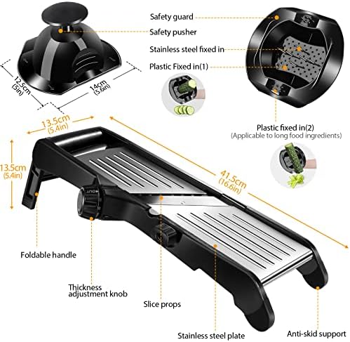MASTERTOP 2 types Adjustable Mandoline Food Slicer Vegetable Slicer for Kitchen Julienne Slicer with Safety Gloves - Image 6