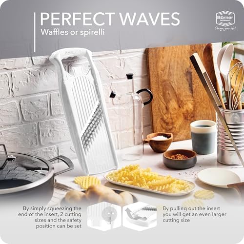 Börner by Reston Lloyd Wave-Waffle Power Line • Crinkle Cut/Spirelli Vegetable Slicer • Slicer for Wave Waffle Cut Style • Multiple Thickness Options • Made in Germany, White - Image 5