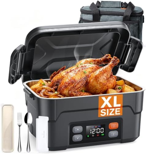 1.5L Cordless Heated Lunch Box for Men, 27000mAh,Black