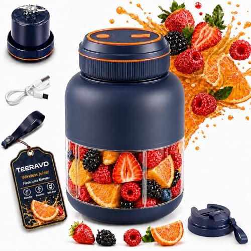 Portable Juicer 38 Blade Wireless Cup Blender Electric Fresh Bottle Mini Licuadora Portatil Personal Cupping Smoothie Single Serve Rechargeable Batidora Small with To-Go 180w It Fast by Unknown