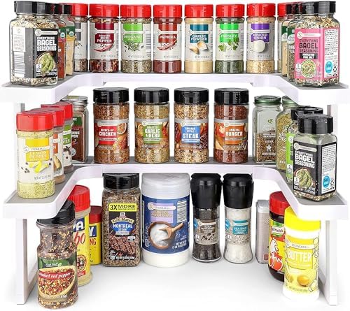 Deluxe - Expandable Spice Rack and Stackable Cabinet & Pantry Organizer (1 Set of 2 Shelves) - As seen on TV Deluxe ( Organizer) - Pantry Organization - Pantry Spice Organizer