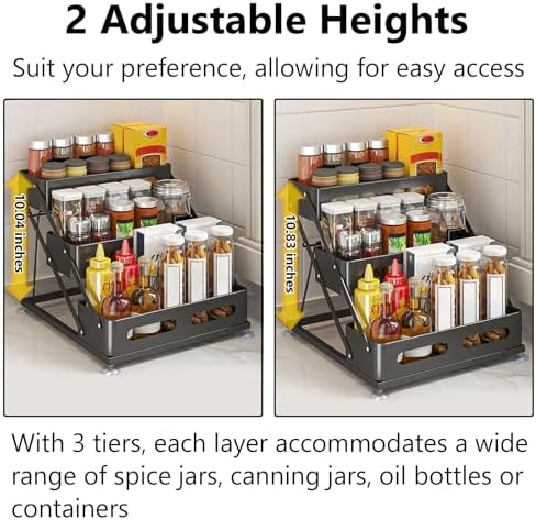 3 Tier Foldable Spice Rack, Black