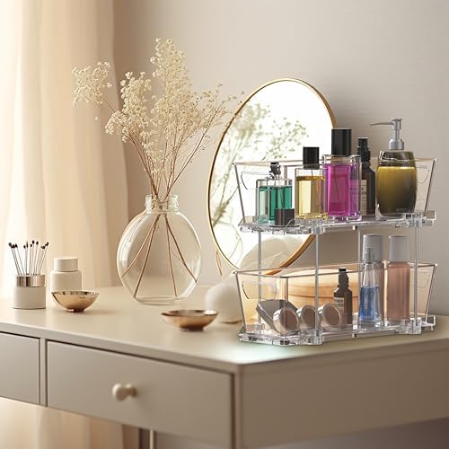 2 Tier Narrow Drawer Cabinet Pull-Out Organizer, Clear