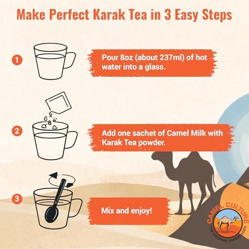 Camel Culture Instant Karak Tea Premix -12 Single Serve Instant Tea Sachets - Image 5