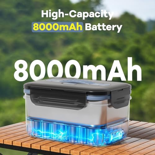Cordless Electric Lunch Box for Adults, 1.8L Rechargeable Portable Food Warmer Heated Lunch Box, Christmas White Elephant Gifts, Suitable for Office, Picnic, Car, Construction Site