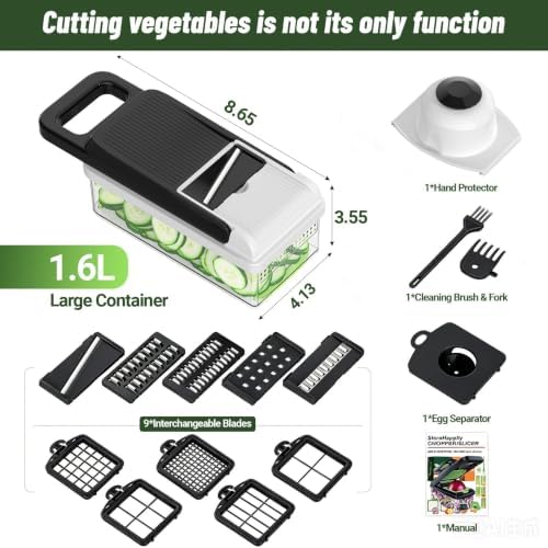15-in-1 Vegetable Chopper 10 Blades, Veggie Cutter with Handle, Black/White - Image 2