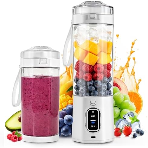 Upgrade 700 ML Portable Smoothie Blender, Rechargeable Blende -White by MIAOKE