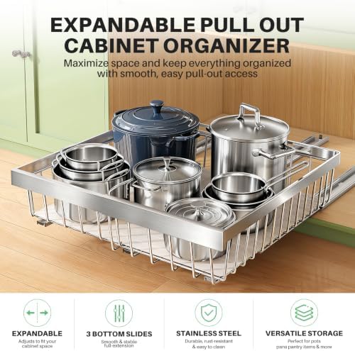 2-Pack Expandable Pull Out Cabinet Organizer (10.6"-15")W x 21"D