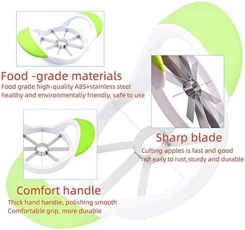 Apple slicer bulk,8 Super Sharp Blades Stainless Steel Corer and Divider,Ergonomic ABS Anti-Slip Handle,4.13 in sturdy Rust Resistant Fruit Slicer Cut