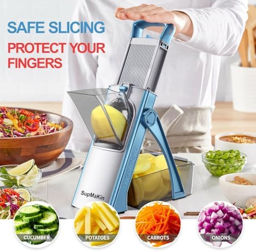 Safer Mandoline Slicer Plus for Kitchen Adjustable Potato Slicer