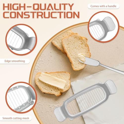 2 Pack Butter & Cheese Slicer Cutter, 17 Wires Butter Cutter with Stainless Steel Spreader Knife, Ergonomic Handle Portable Grip for Block Cheese, Soft Fruit, Egg - Image 3