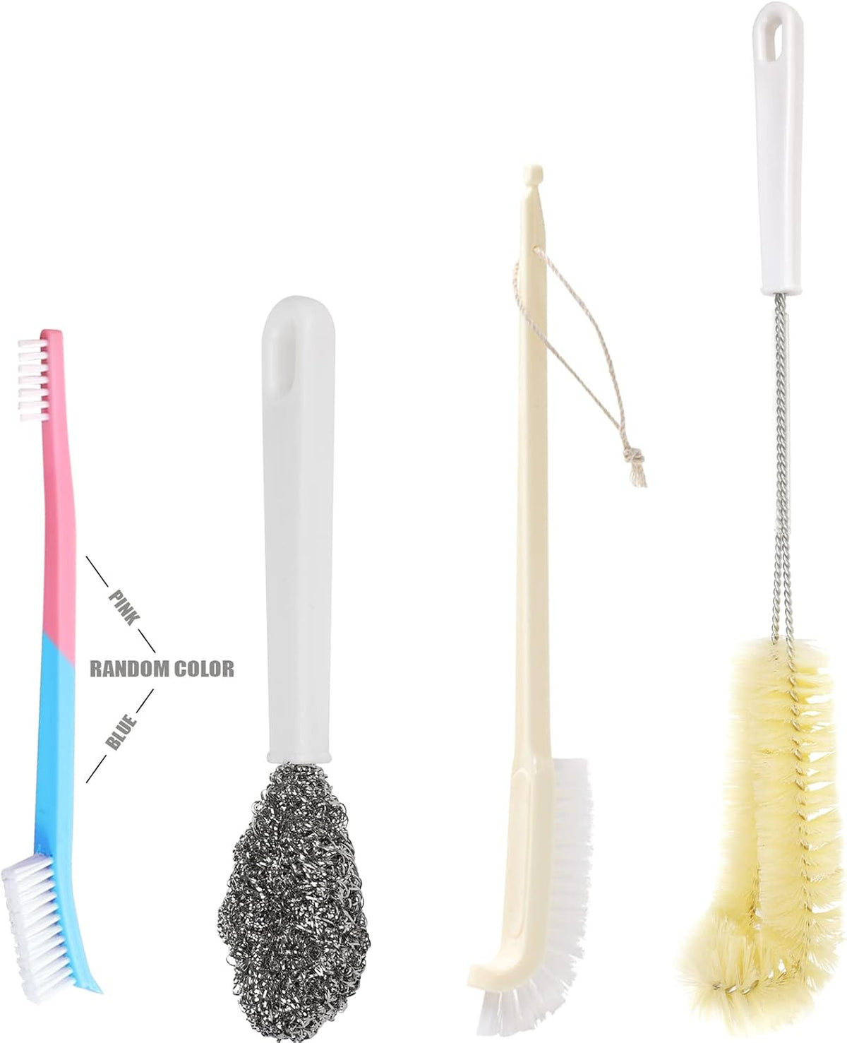 Portable Blender Cleaning Brush Set of 4, Long Handle Bottle Cleaning Brushes with Hanging Holes for Water Bottles, Blender Cups, Lids, Edges and Kitchen Cleanup