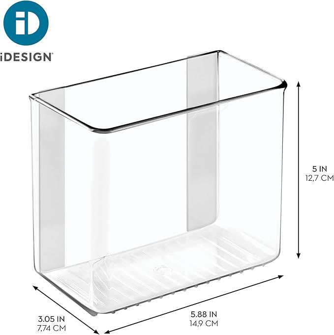 iDesign Adhesive Organizer Bin - Damage-Free Hanging for Kitchen, Bathroom, or Office - Set of 4 - Clear