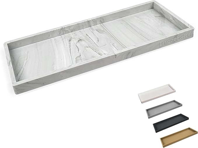 Spacewiser Countertop and Vanity Tray - 11.7" Silicone Bathroom Tray Countertop, Dish Soap Trays for Kitchen Counter, Sink Organizer Accessories Caddy, Toilet Laundry Shower Makeup Mat Oil Holder