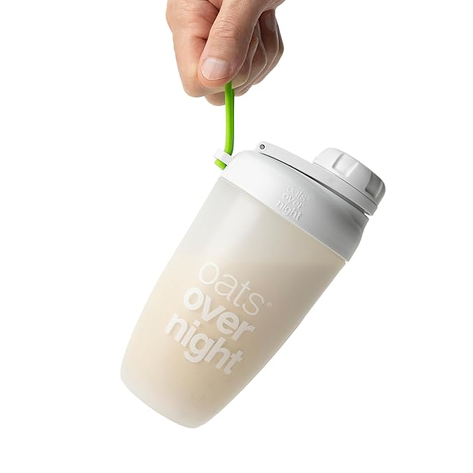 Oats Overnight Shaker Bottle – Leakproof Shaker Cup with Secure Screw Cap & Fill Line, Dishwasher Safe – Mixing Cup, Protein Shakes, Oatmeal, Breakfast On-the-Go & Travel