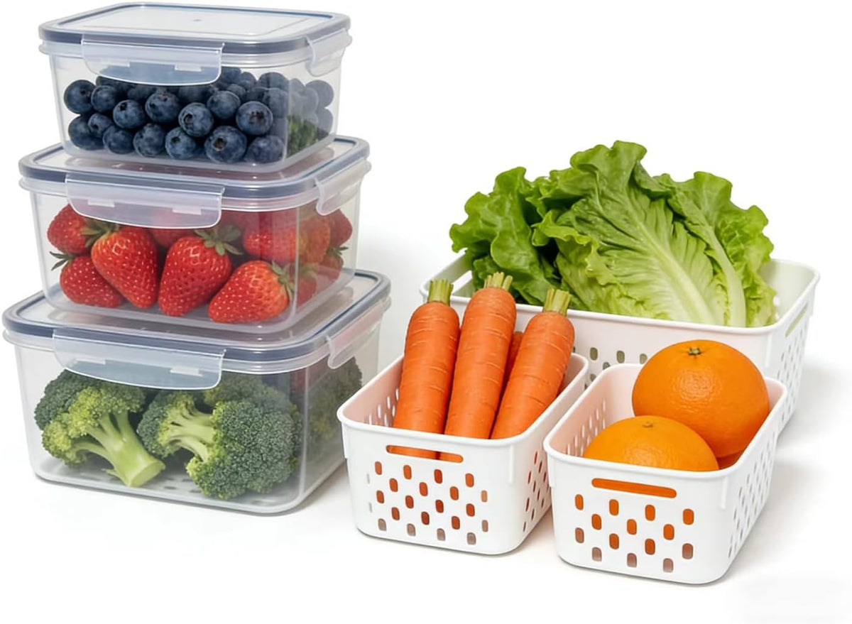 2-in-1 Stackable Food Storage Containers with Lids, 3 Size