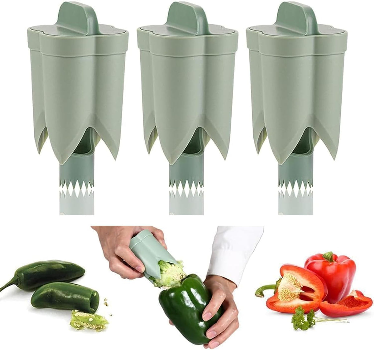 2025 New Pepper Seed Corer Remover,2 in 1 Fruit Bell Pepper Corer Seed Remover Tool,Pepper Deseeder Tool for Vegetables Kitchen Gadget. (3)