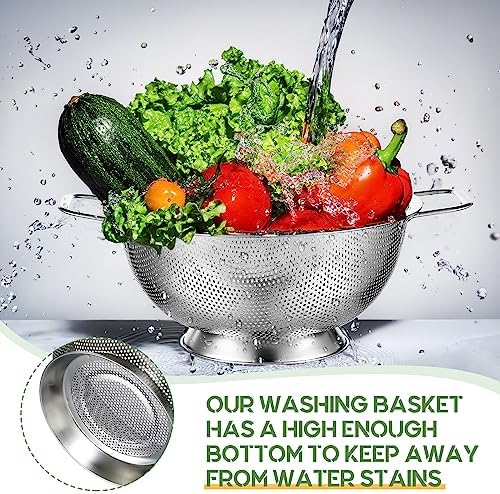 3 Pcs Stainless Steel Colander Set Metal Mesh Strainers, Silver