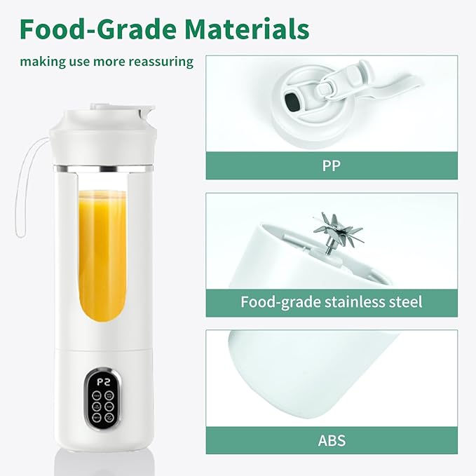 530ML Portable Blender,Mini Portable Electric USB Juicer,Small Personal Blender for Smoothies and Shakes,With Automatic Cleaning Function,Multi-Purpose and Easy To Use(white)