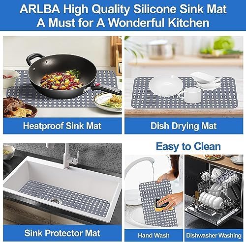 Upgraded Silicone Sink Mat 28"x14" Sink Protectors for Kitchen Sink with Rear Drain/Center Drain,Sink Rack for Bottom of Sink, Kitchen Sink Mats for Bottom of Stainless Steel/Porcelain Sink