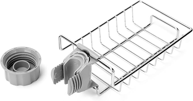 Fafeicy Faucet Rack Sink Hanging Storage Rack Stainless Steel Faucet Clip Drain Shelf Dish Cloth Organizer