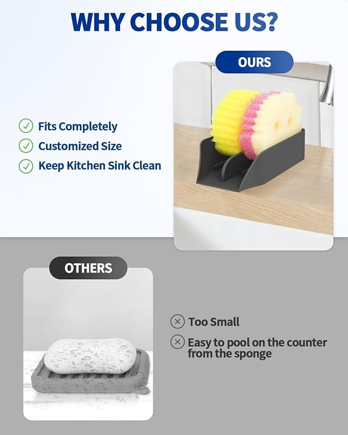 Smiley Face Sponge Holder for Scrub Daddy Kitchen Sink with Drain Spout, Sponge Holder, Large Soap Dish, Sink Caddy Organizer, Dishwasher Safe, Kitchen Accessories
