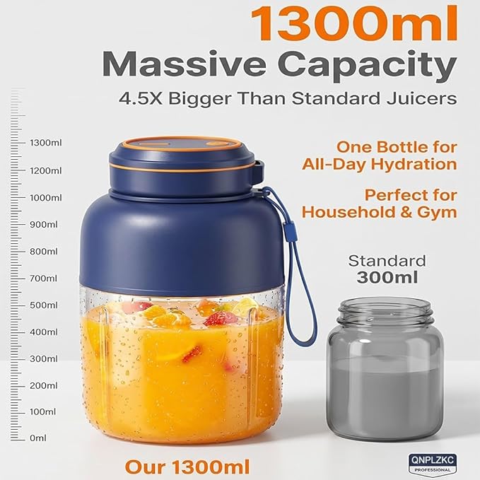 Portable Wireless Juicer Cup Machine 38-Blade Electric Mini Small Fresh Juice Personal Blender Cups for Smoothie Shake Travel Dual Lid Drinking Bottle Multifunctional Kitchen Appliance