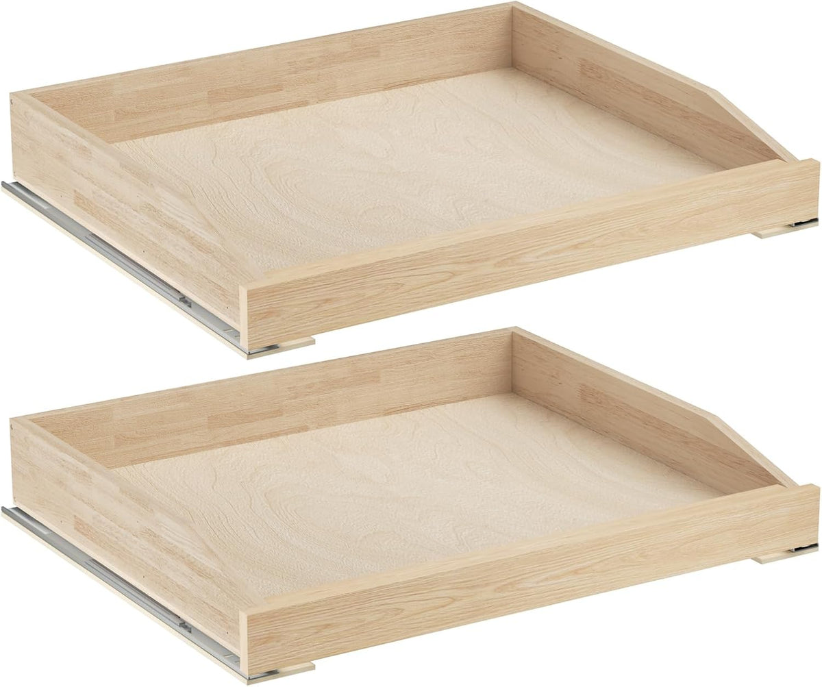 Pull Out Cabinet Drawer for Kitchen Cabinets 25.5" W x 21" D, Pull Out Cabinet Organizer, Bottom Assembly, Requires At Least 26.5” Cabinet Opening, 2PCS