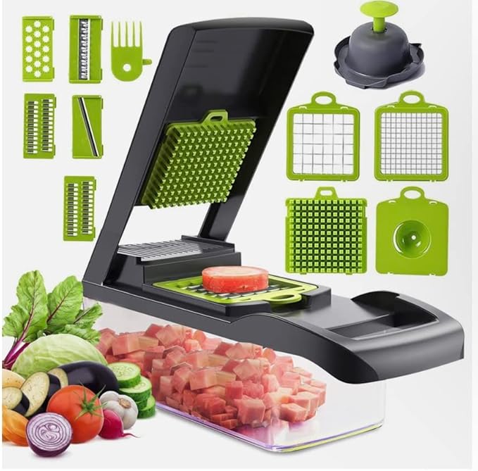 Vegetable Chopper-Food Chopper-Pro Onion Multifunctional 15-in-1 Green Slicer Dicer Grader Cutter-kitchen Tool 14 Blades