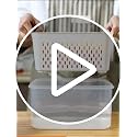 Large Fridge Food Storage Container Set with Lids with Strainer, Fruit Vegetable Storage Containers Keep Fruits, Vegetables, Berry, Meat Fresh longer, BPA-Free Plastic Produce Keepers