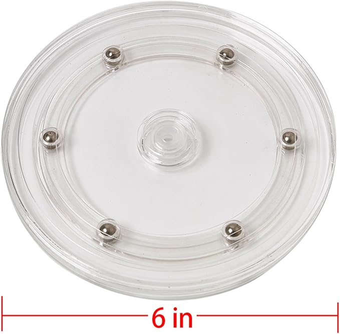 6 inch Small Lazy Susan Turntable Acrylic Ball Bearing Rotating Tray for Spice Rack Table Cake Kitchen Pantry Decorating Bathrooms, 20-lb Load Capacity (360˚ Rotation) – Transparent