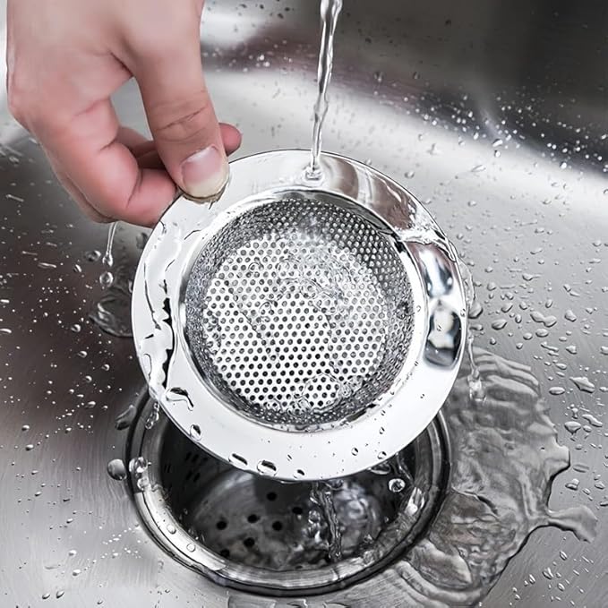 Kitchen Sink Strainer Basket Stainless Steel - Sink Drain Cover with Wide Rim, for Most Kitchen Sinks Anti-Clogging 4.5 in (5pc Silver)
