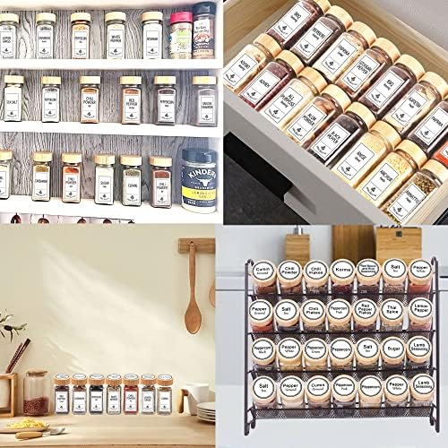 48 Pcs 4 oz Glass Spice Jars with 806 Spice Labels, Bamboo Lids
