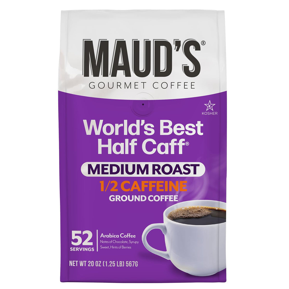 Half Caff Medium Roast Ground Coffee, 1 Bag, (20oz)