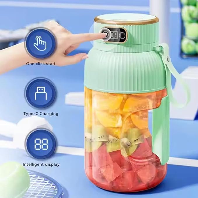 Portable Blender,On the Go Blender,Multifunctional Juicer Cup with Digital Display,Fresh Juice Portable Blender for Smoothies or Shakes,Wireless USB Rechargeable Fruit Blender for Outdoor (White3)