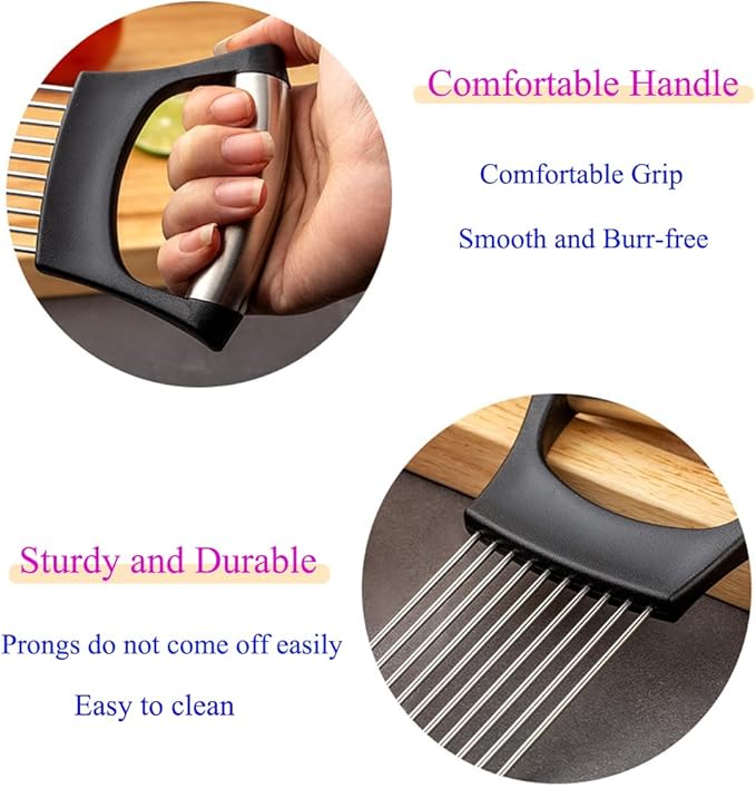 Onion Slicer Holder with Protective Cover, Lemon Slicer Holder Onion Cutter, Vegetable Cutter Kitchen Chopper Slicing Assistant Tool for Tomato Meat
