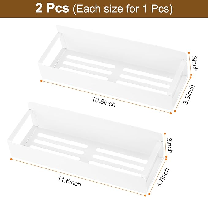 uxcell 2pcs Magnetic Spice Rack Organizer for Refrigerator, Magnetic Fridge Organizer with Hook, Metal Fridge Shelf, Wall Mount Seasoning Organizer for Microwave Oven White