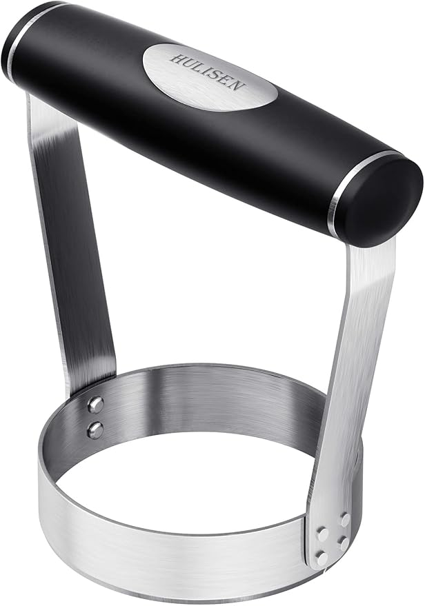 HULISEN Plain Edge Food Chopper, 3 Inch Manual Hand Chopper Dicer, Stainless Steel Round Handheld Food Cutter with Grip Handle, Chop Cabbage, Boiled Egg, Nut, Fruit, Vegetable, Meat for Salad
