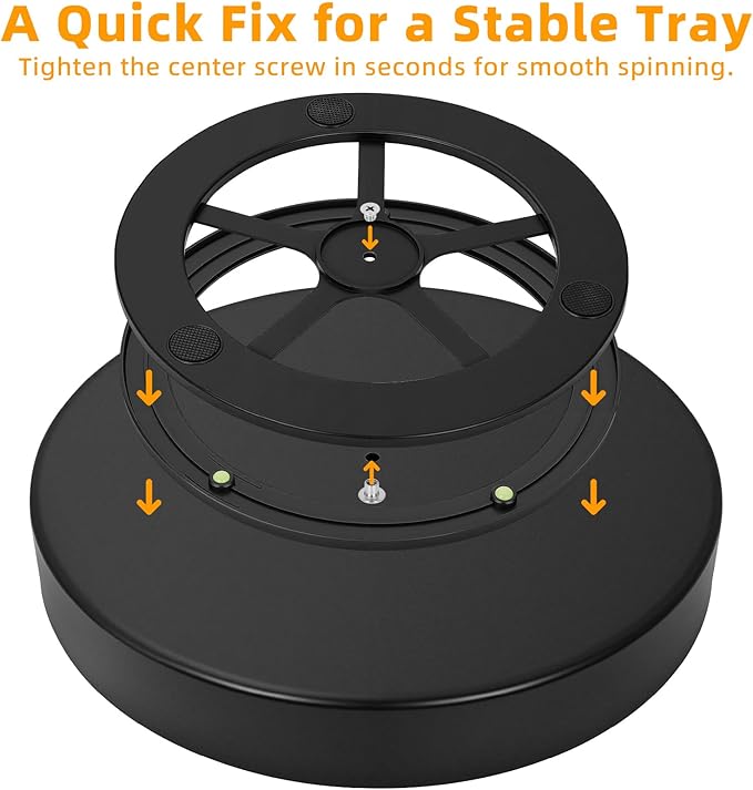 Metal Lazy Susan Organizer, 12 Inch Anti-Rust Turntable for Cabinet, Kitchen, Dining Table, Bathroom – Rotating Spice Rack, Spinner Storage, Round Carousel Organizer for Countertop Black
