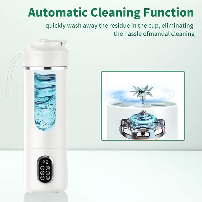 530ML Portable Blender,Mini Portable Electric USB Juicer,Small Personal Blender for Smoothies and Shakes,With Automatic Cleaning Function,Multi-Purpose and Easy To Use(white)