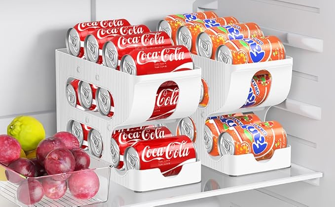 Sotfamily FIFO Soda Can Organizer for Pantry/Fridge, Automatic Rolling Pop Can Dispenser/Storage/Holder/Container for Refrigerator or 12" Deep Shelf, Space-Saving Drink Organizer for 12 Standard Cans