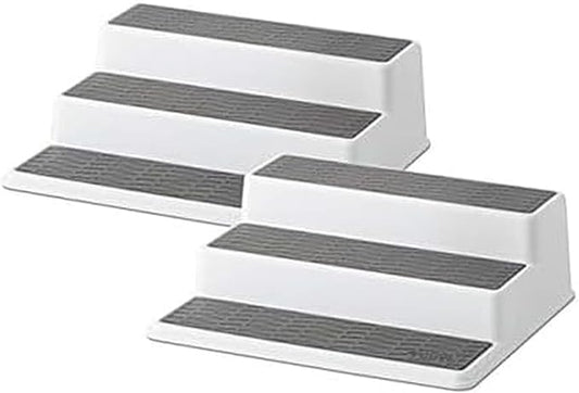 Copco Grey 2 Non-Skid 3-Tier Spice Rack Organizer for Pantry, 2-Pack, 10-Inch